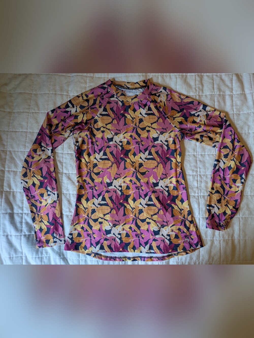 Floral Long Sleeve Rash Guard in Pink, Mustard & Black - Women's